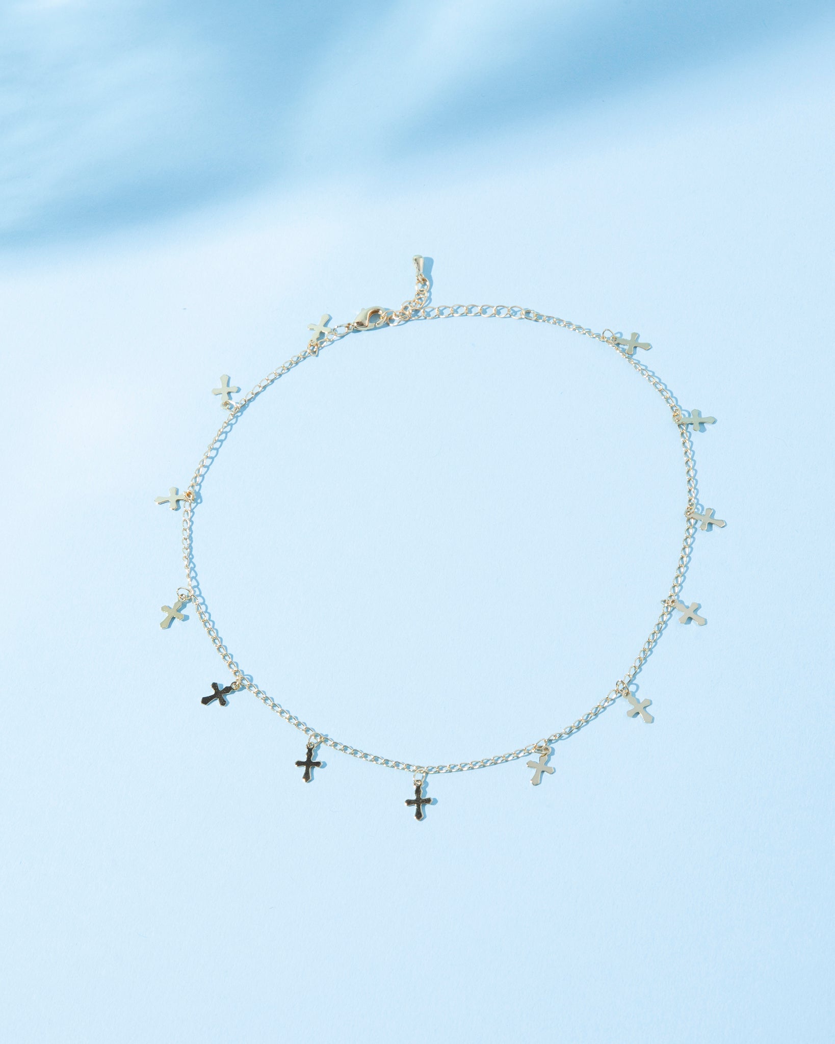 16K Gold Plated Crosses Choker Necklace