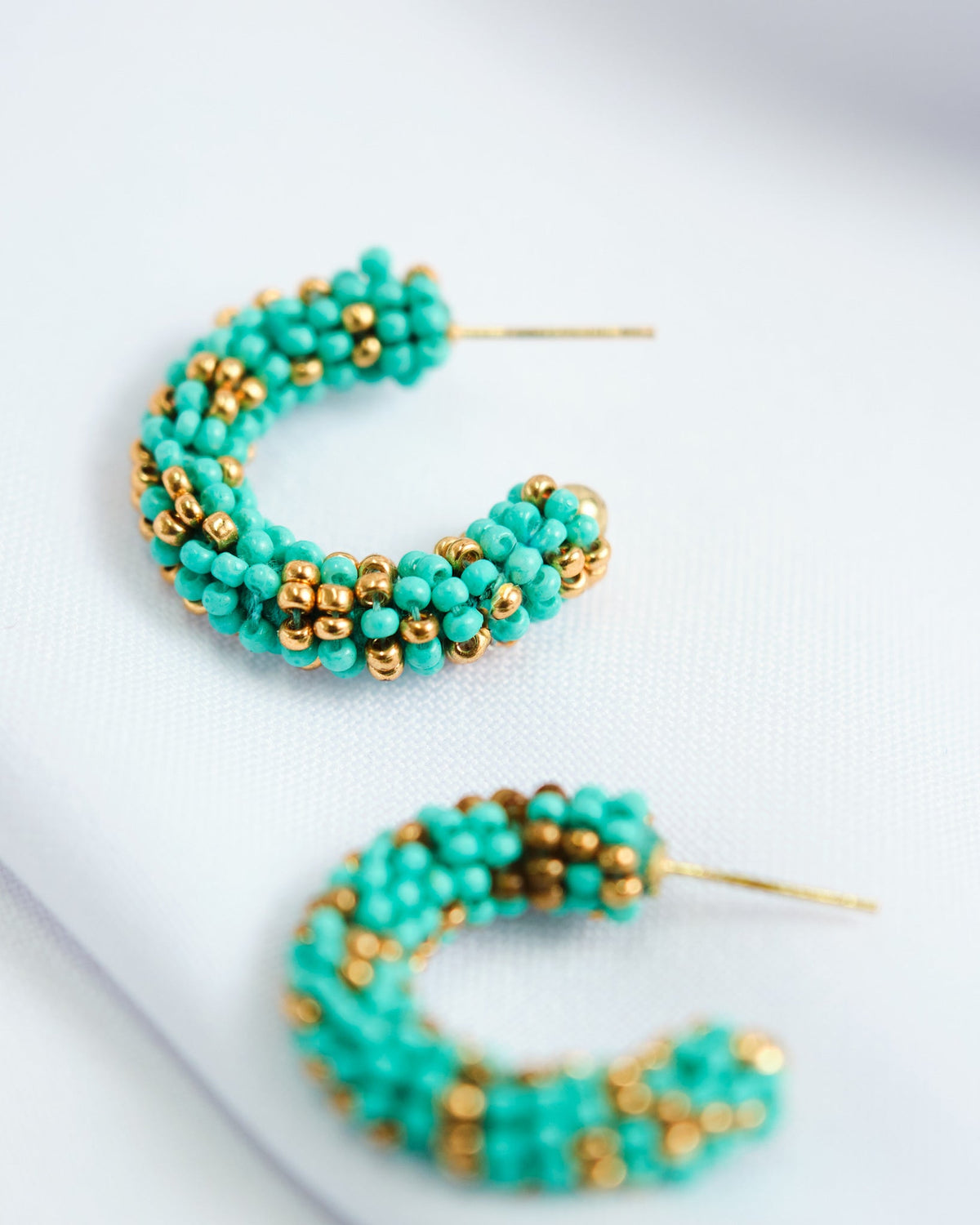 Ocean Beaded Hoops