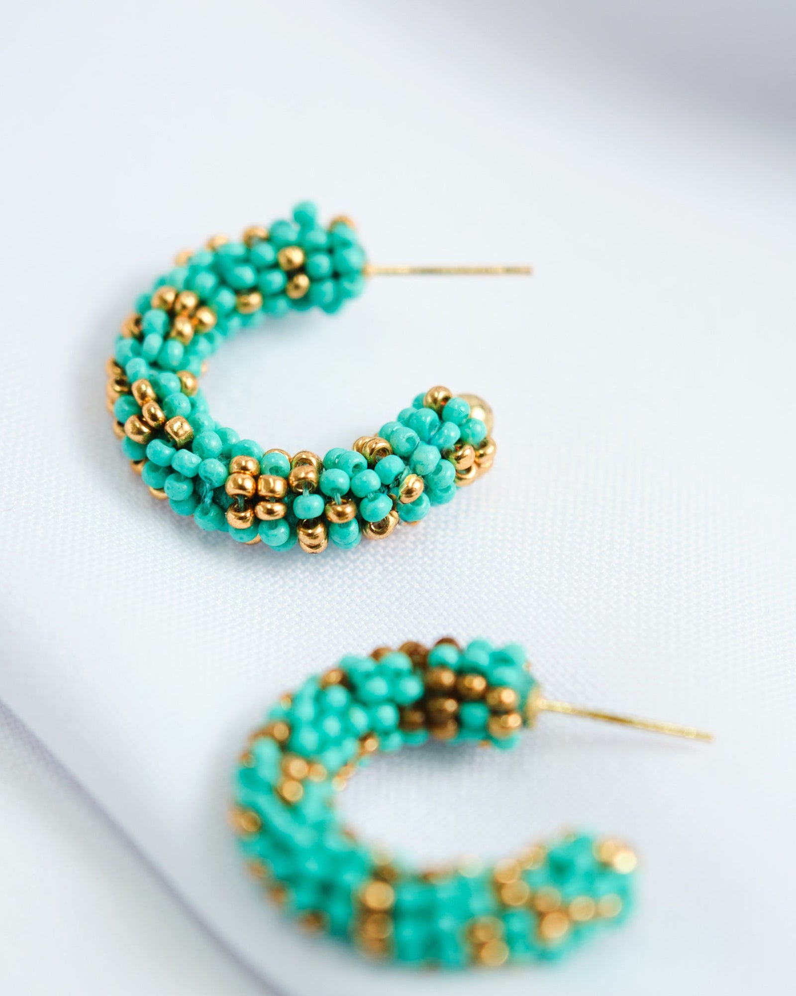 Ocean Beaded Hoops