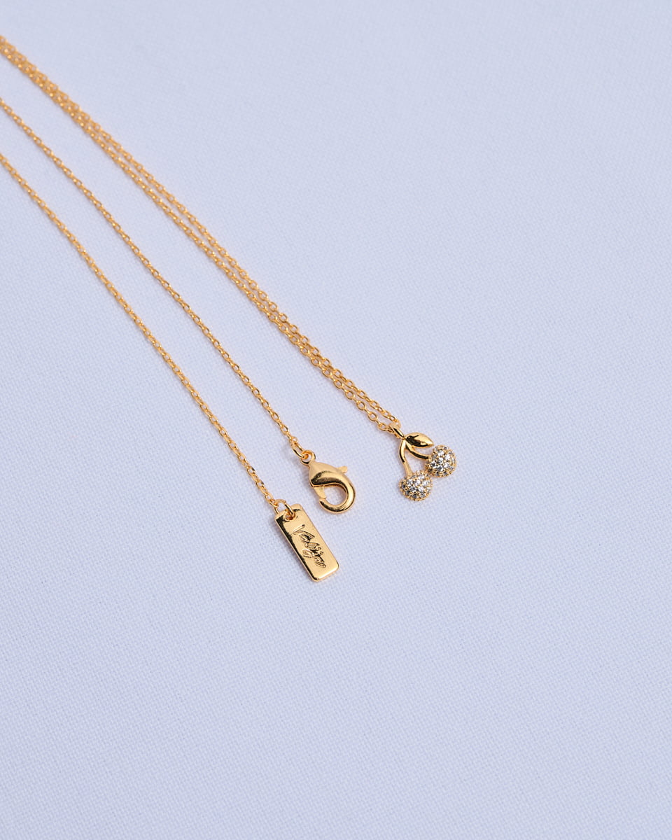 16K Plated Cherries Necklace