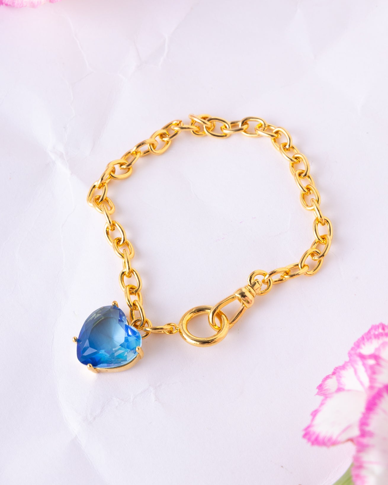 18K Plated Blue Heart Bracelet