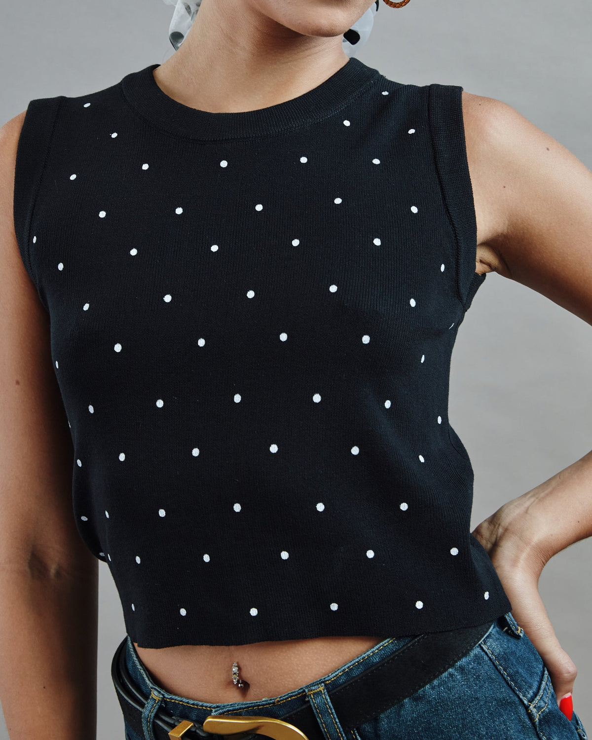 Polka Dot Knit Top