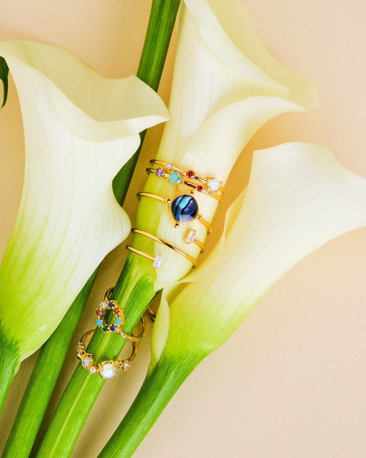 16K Plated Colored Circle Ring