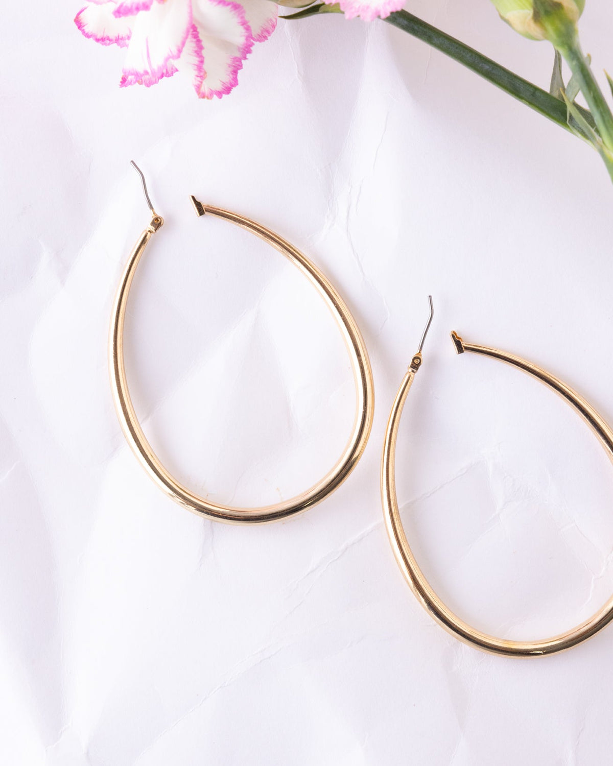 16K Plated Drop Hoops