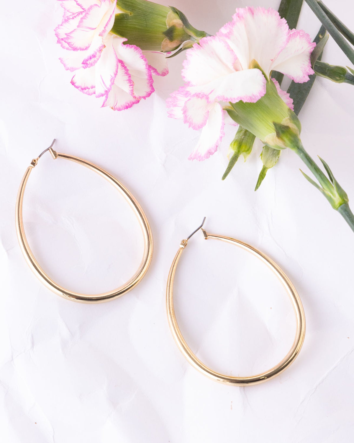 16K Plated Drop Hoops