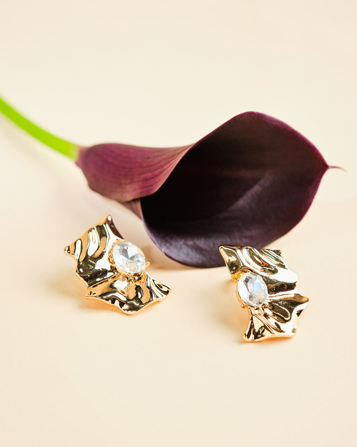 16K Plated Gold Art Earrings