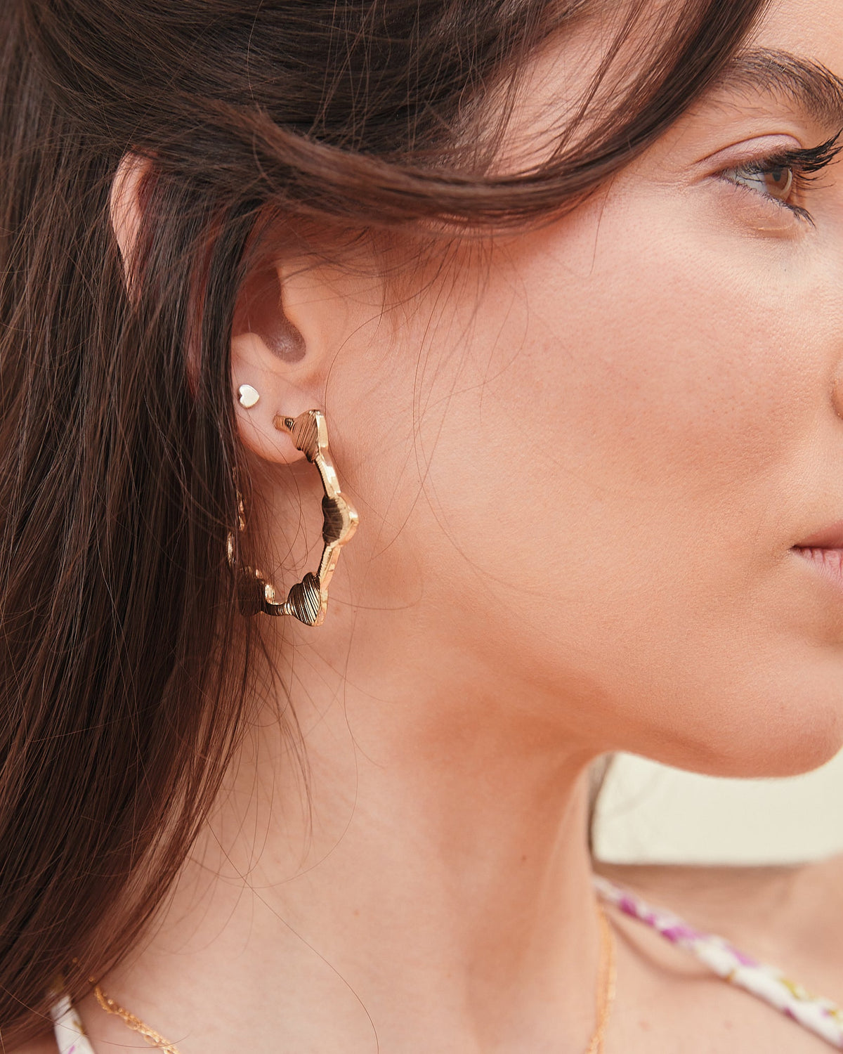 16K Plated Heart Hoops Earrings