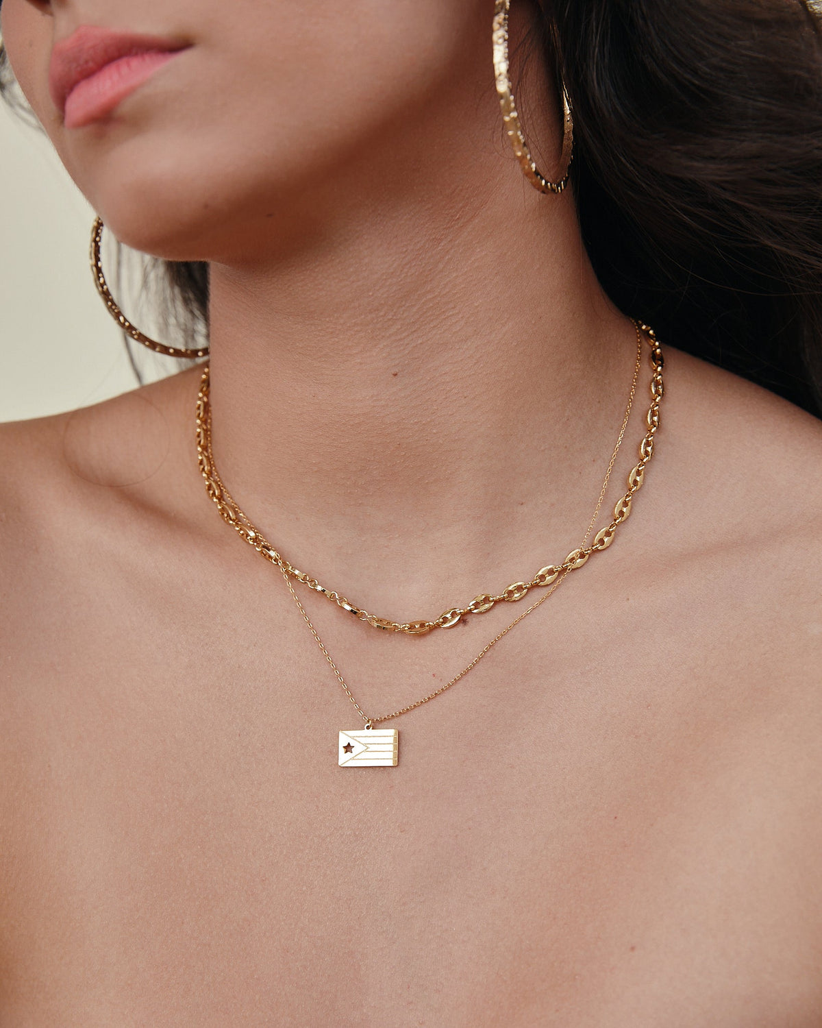 16K Plated PR Flag Necklace