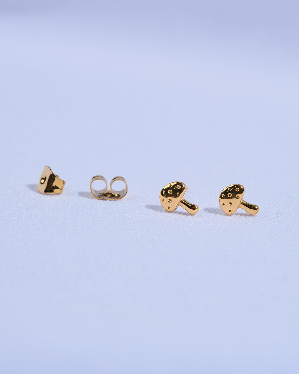 18K Plated Mushroom Post Earrings