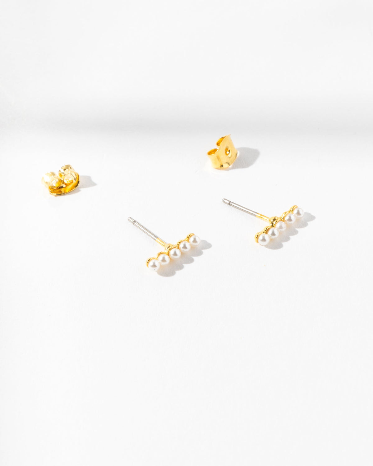 18K Plated Pearl Line Earrings