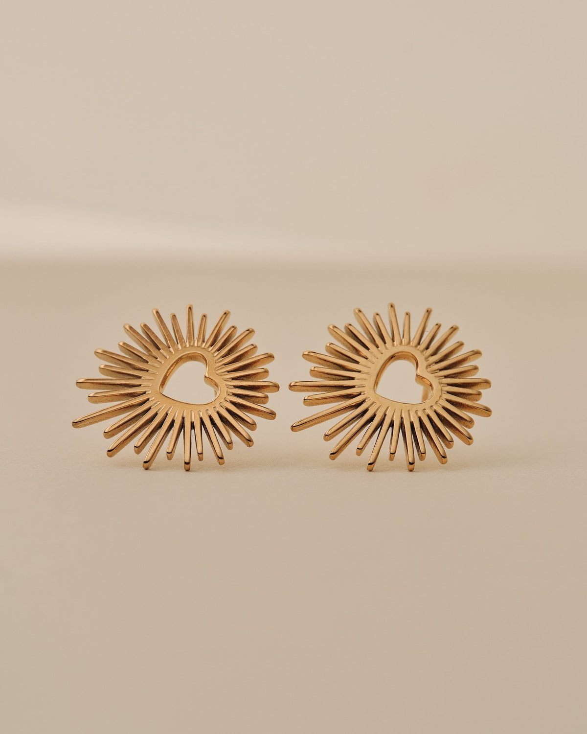 18K Plated Heart Burst Earrings