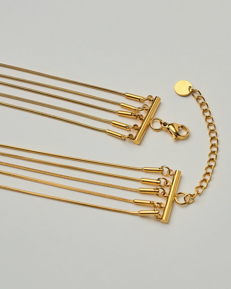 18K Plated 5 Strands Long Necklace