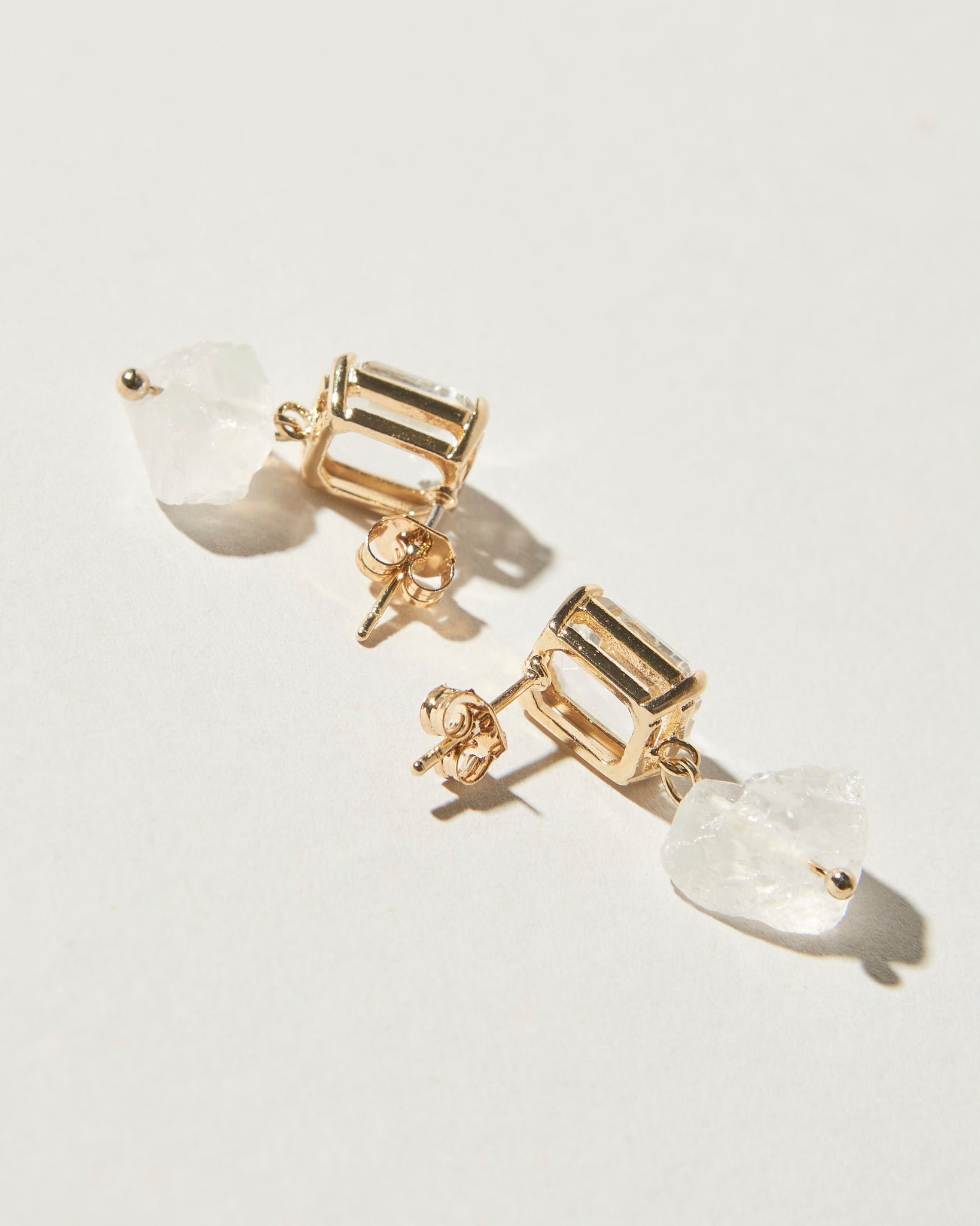 16K Plated Raw Stones Earrings