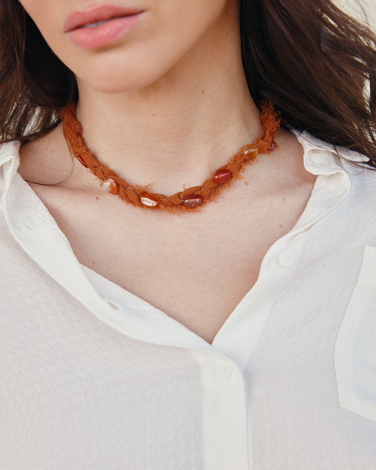 Orange Fabric Necklace