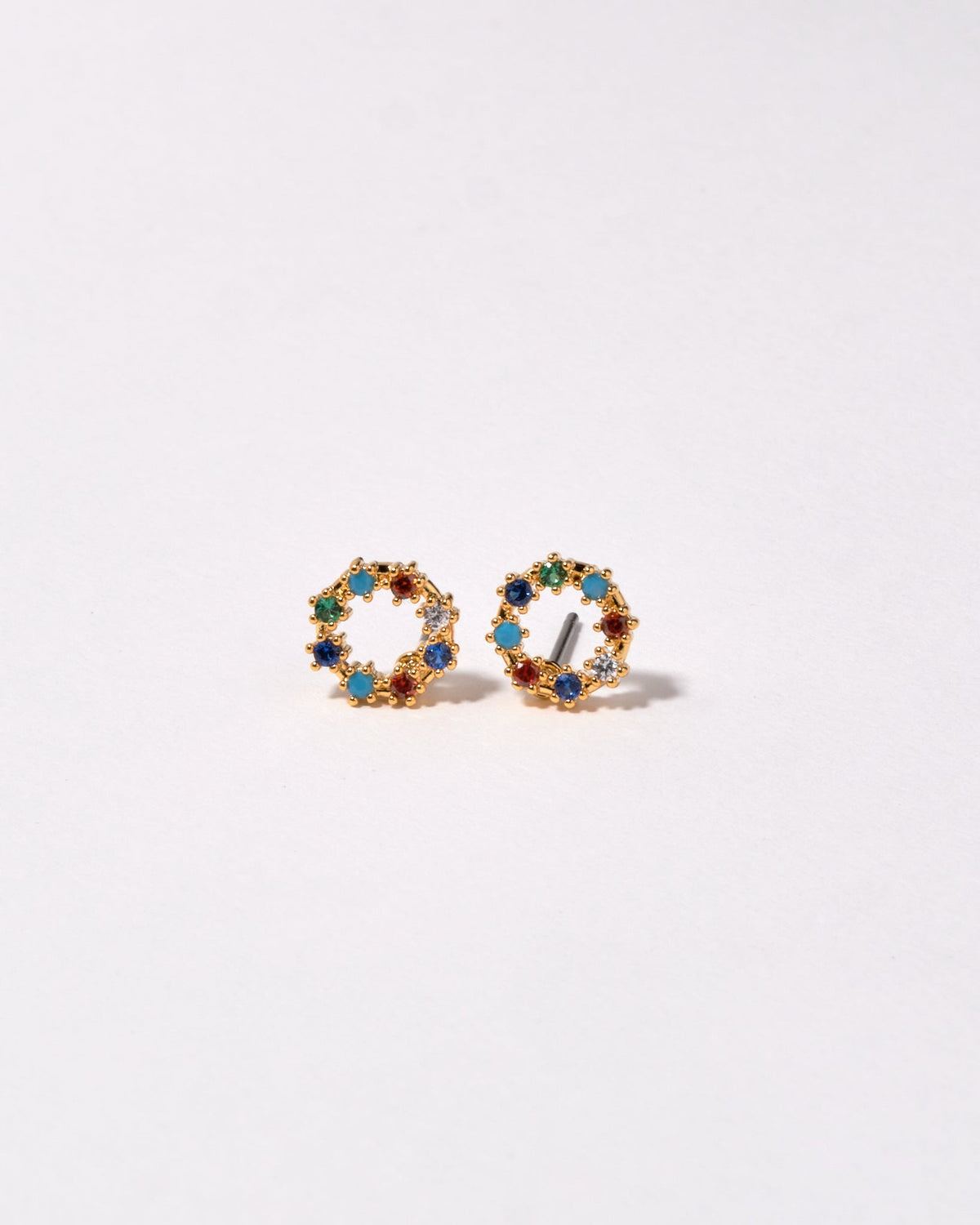 16K Plated Colored Circle Earrings