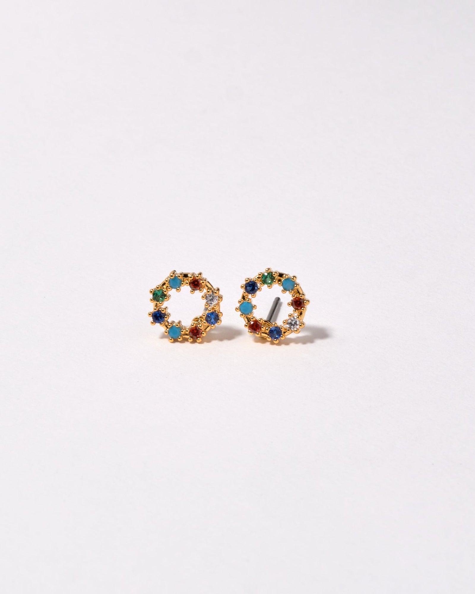 16K Plated Colored Circle Earrings