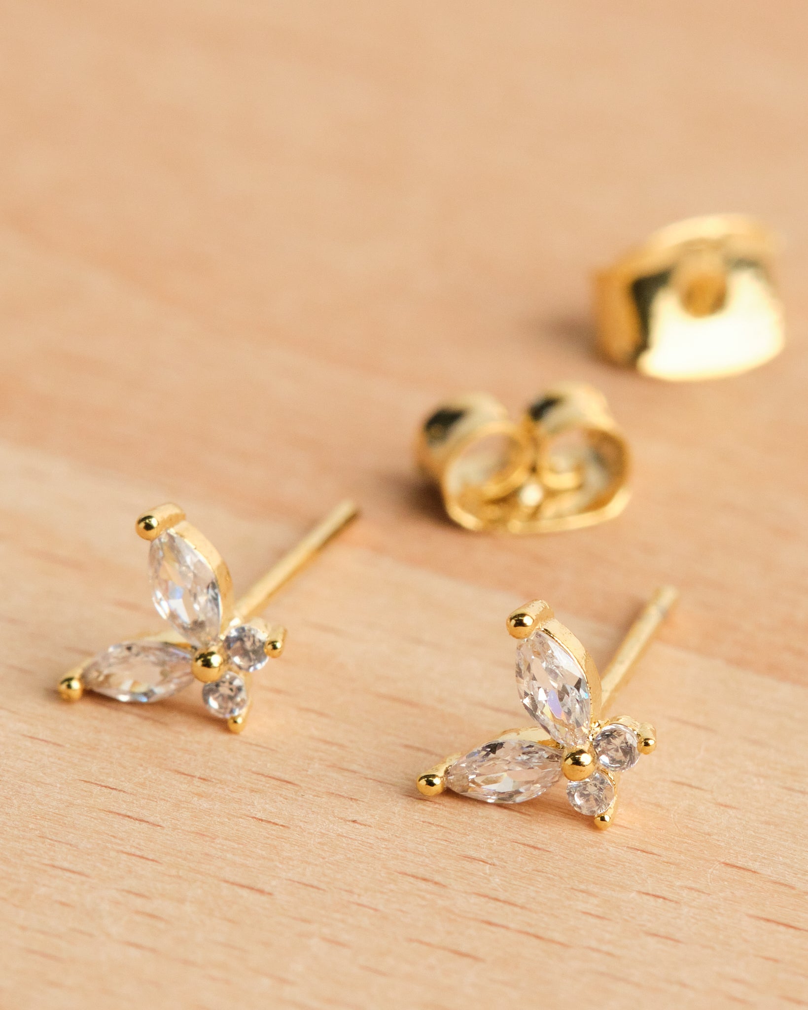 16K Plated Blug Butterfly Post