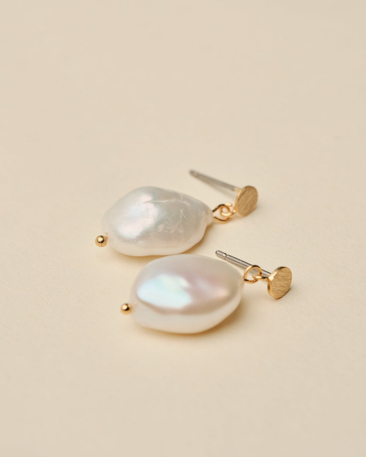 16K Plated Dangling Pearl Earrings