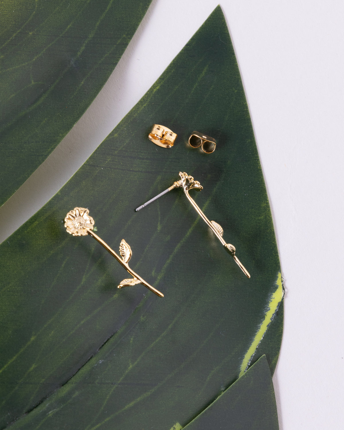16K Plated Long Stem Earrings