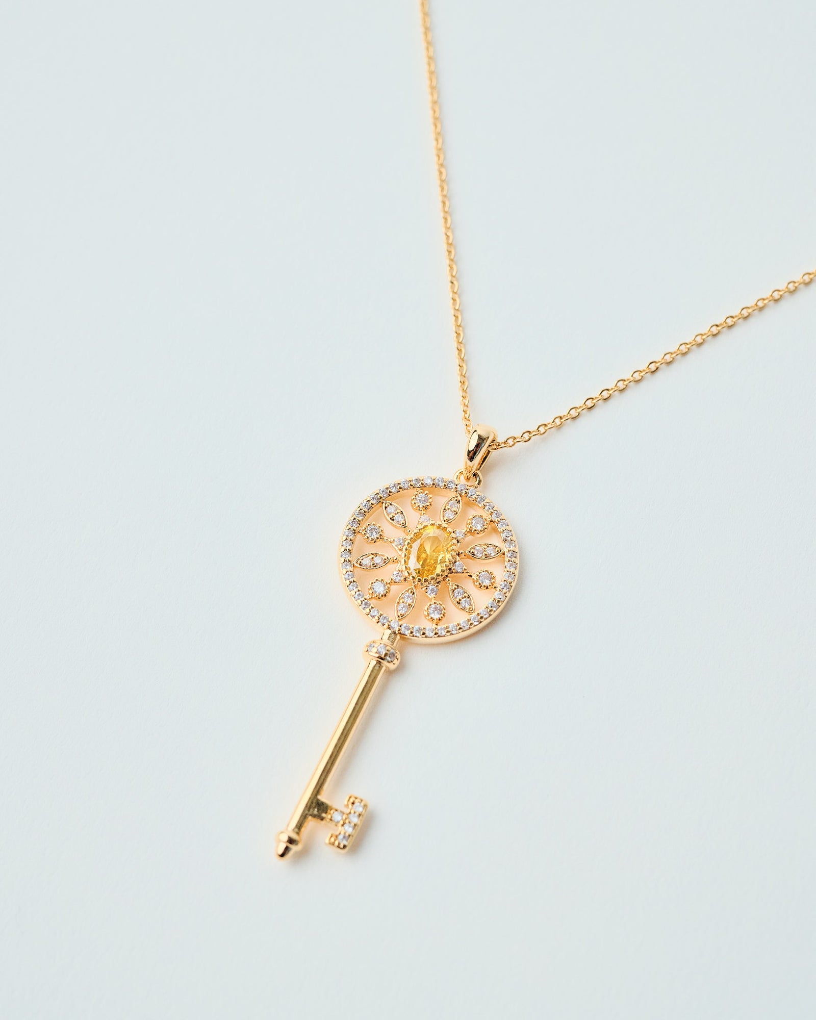 18K Plated Llave Long Necklace