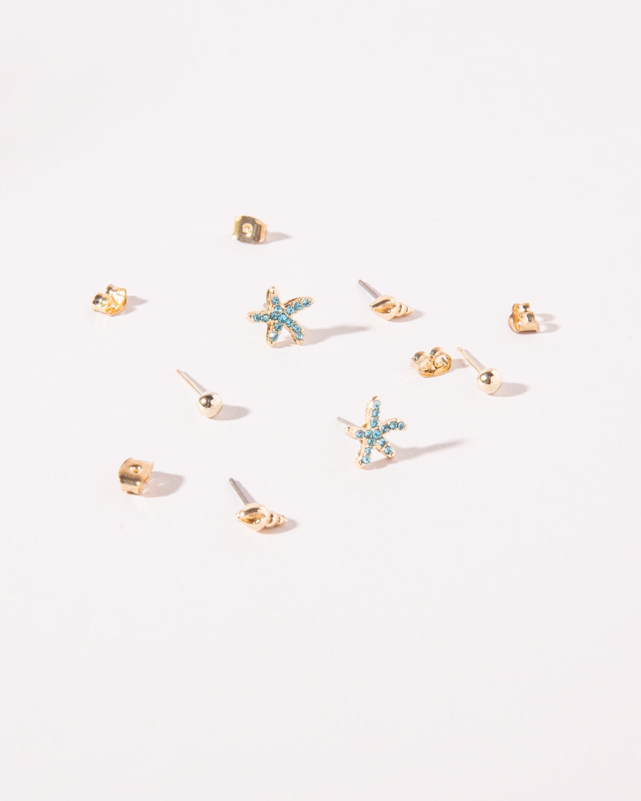 16K Plated Ocean Post Earring Set