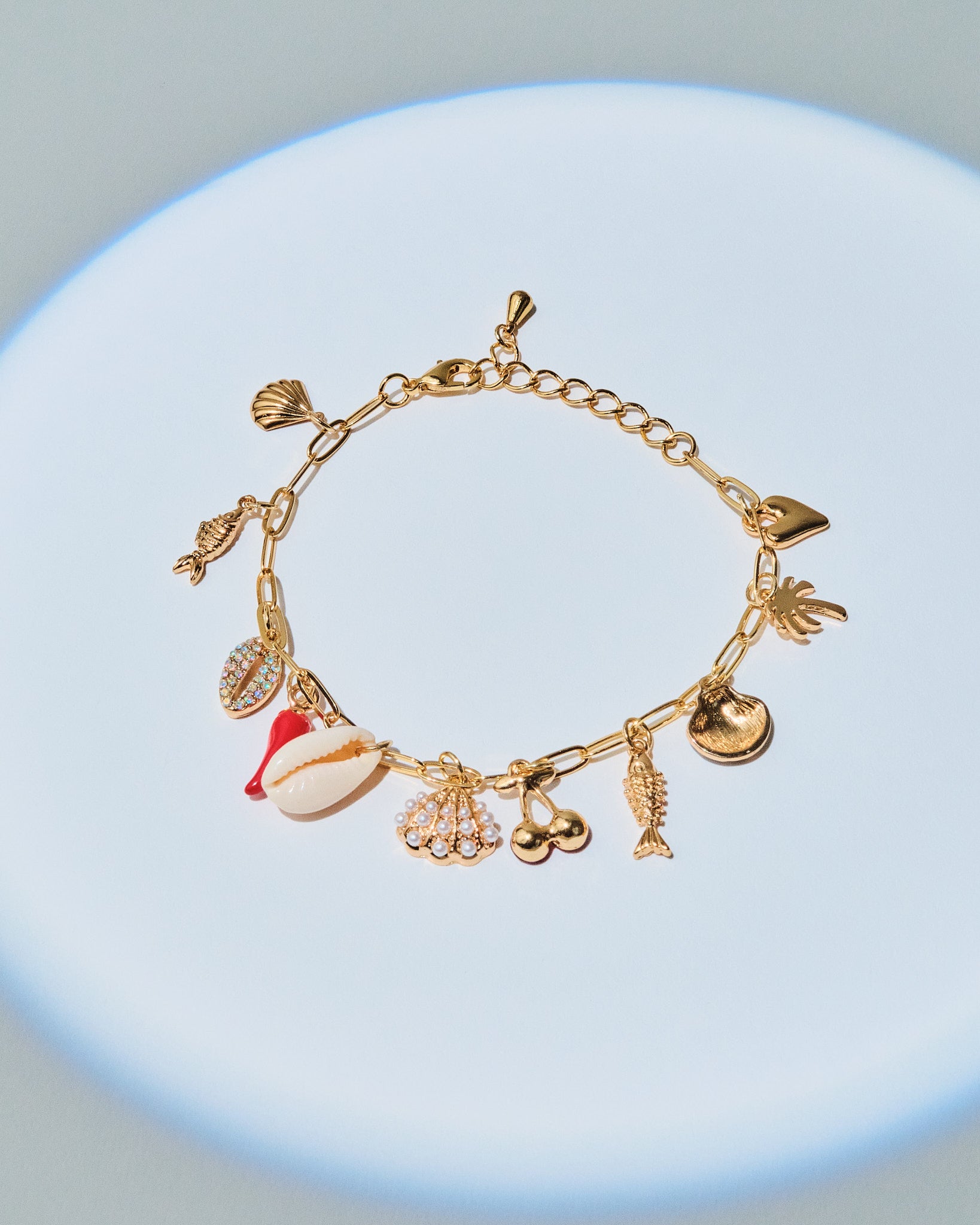 16K Plated Seaside Charms Bracelet
