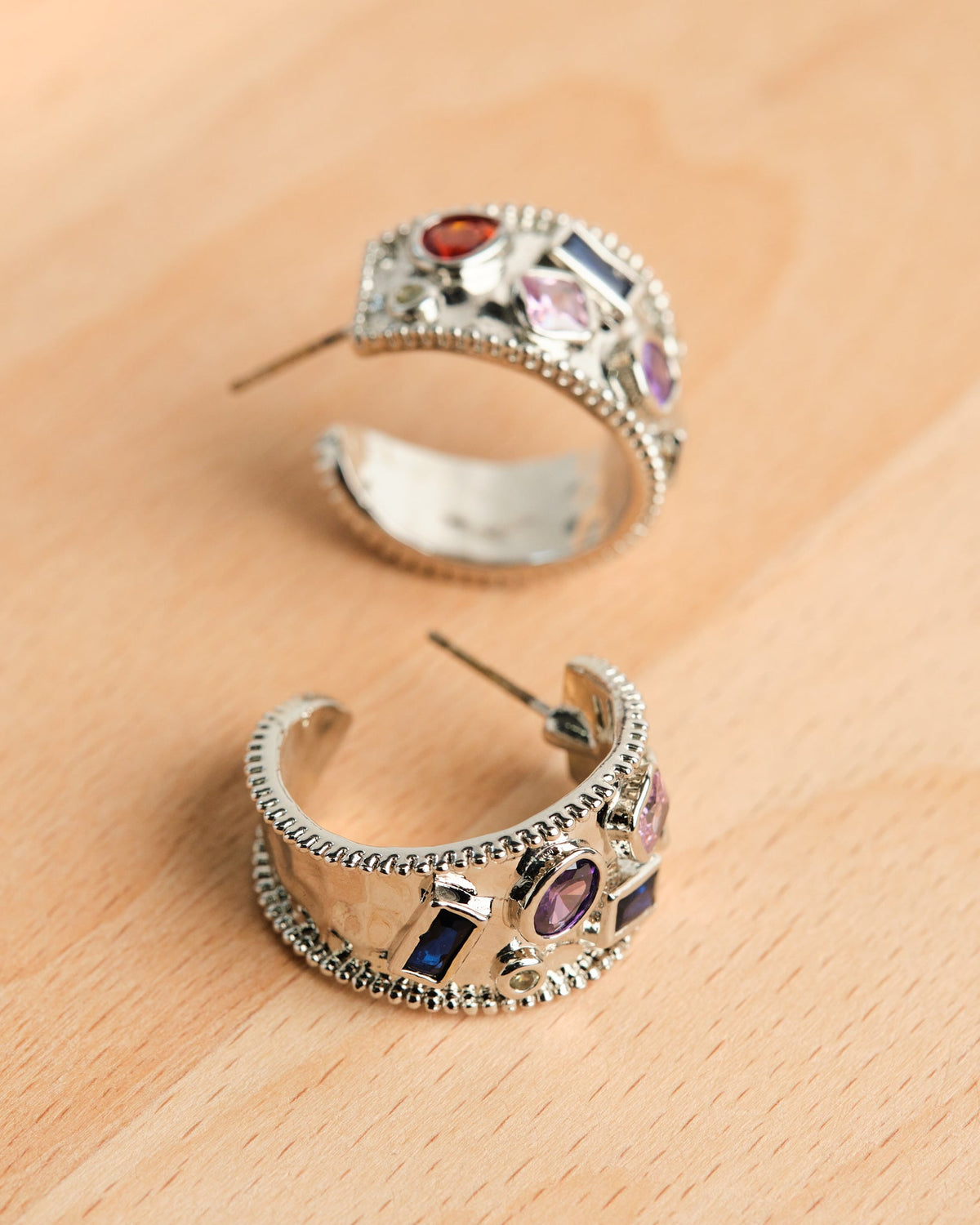 Colored Metal Silver Earrings