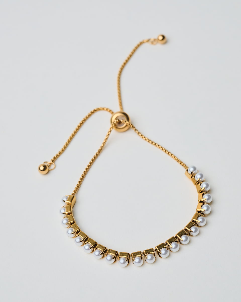 18K Plated Pearl Slider Bracelet
