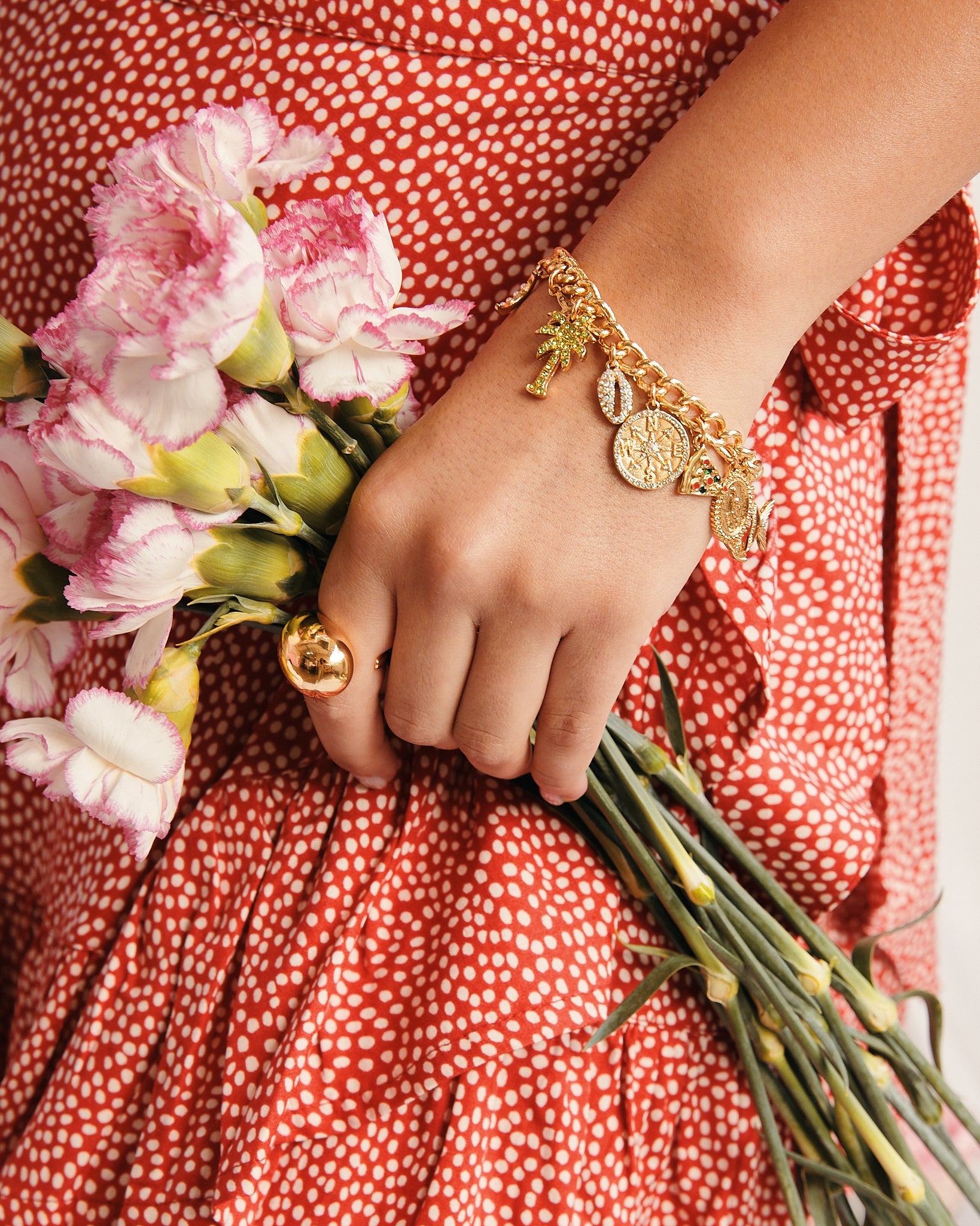16K Plated Mixed Charms Bracelet