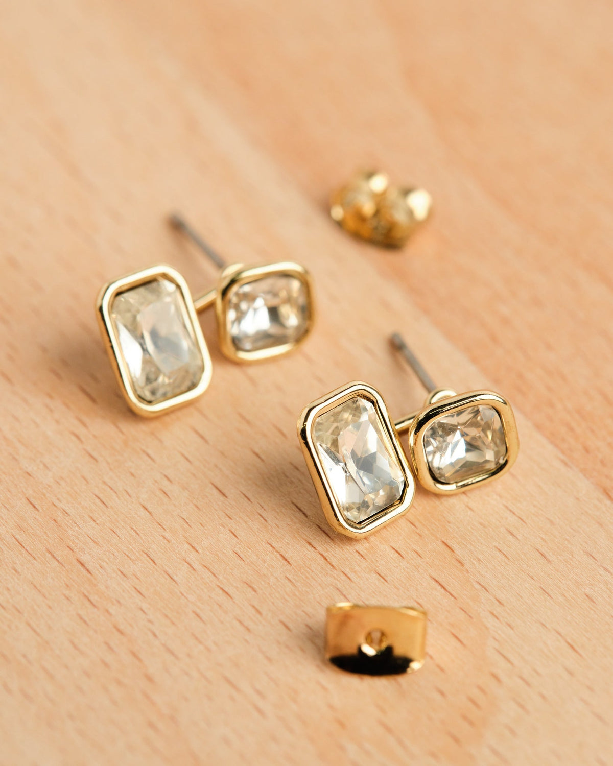 18K Plated Double Diamond Earrings