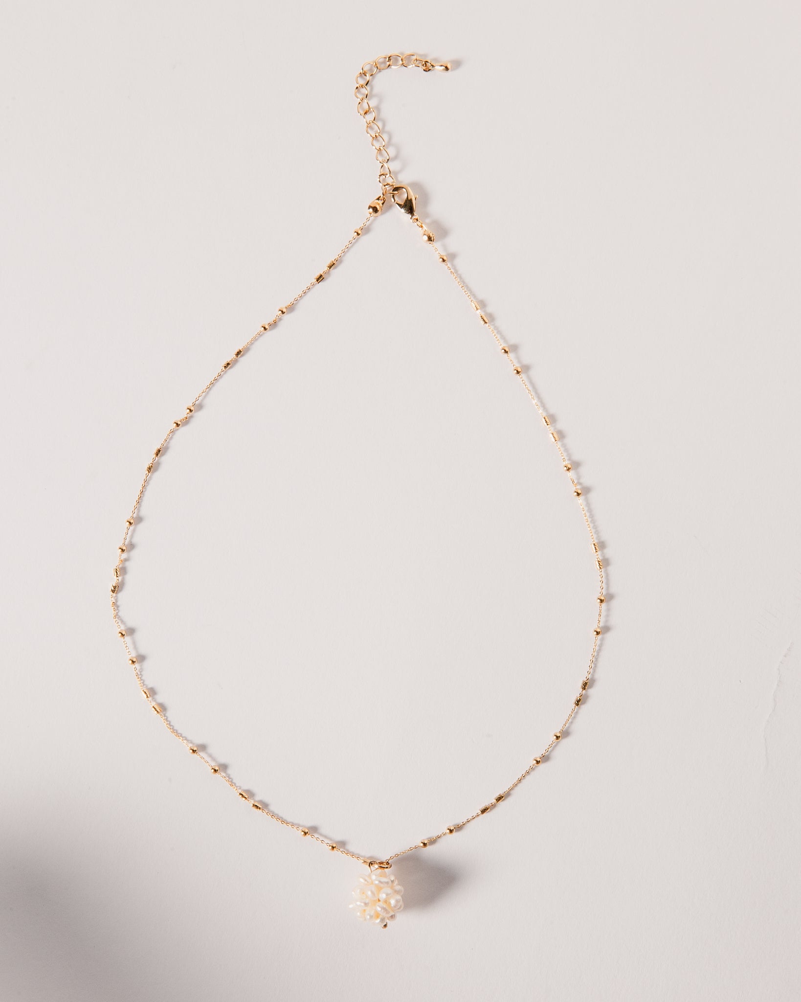 14K Plated Pearl Cluster Necklace