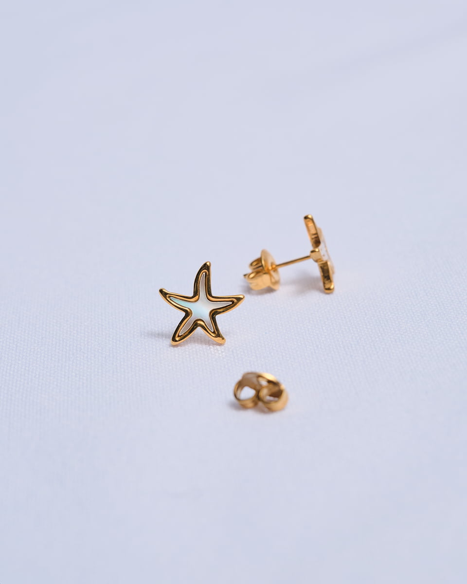 18K Plated Shell Star Earrings