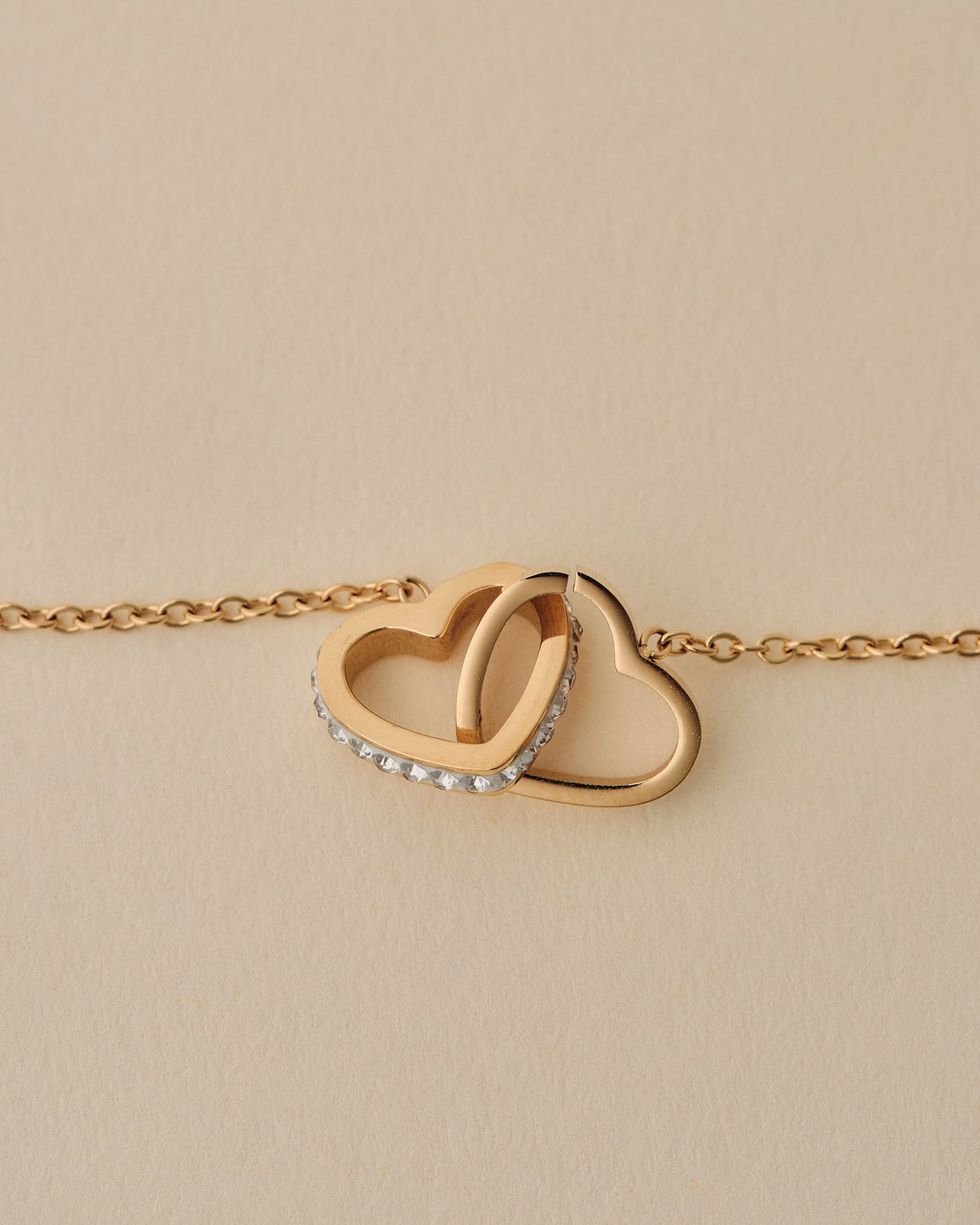 18K Plated Linked Hearts Necklace