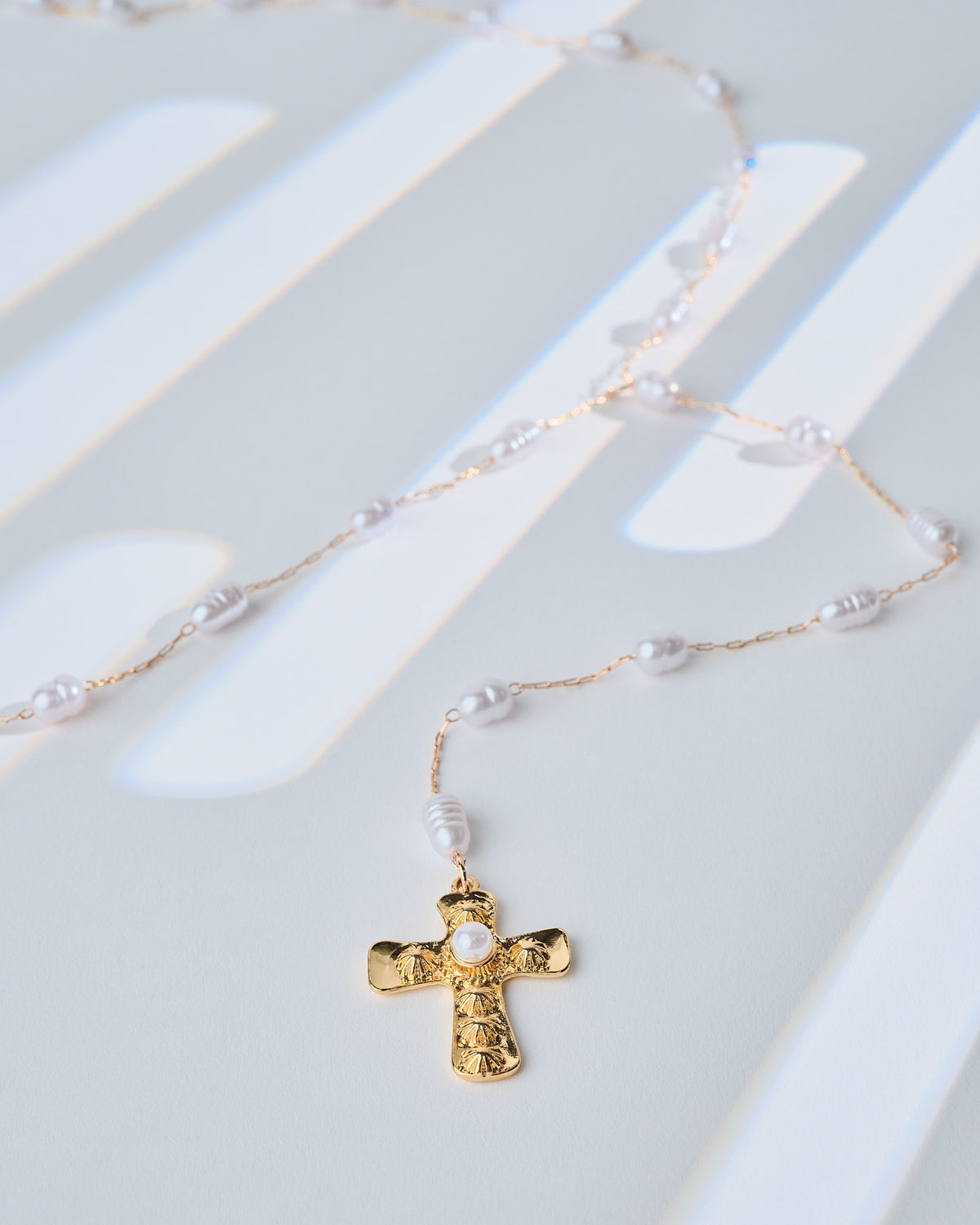 16K Plated Long Rosary Necklace