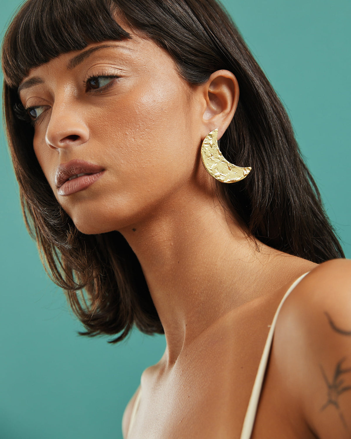 16K Plated Foil Luna Earrings