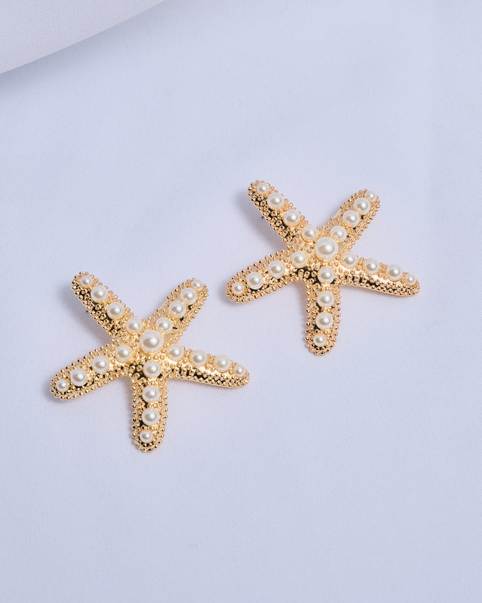 16K Plated Pearly Star Earrings