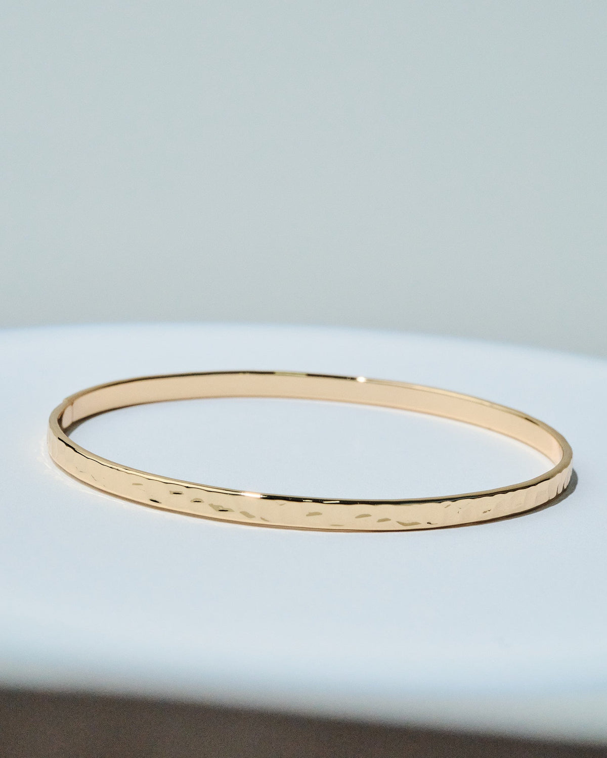 16K Plated Thin Hammered Bangle