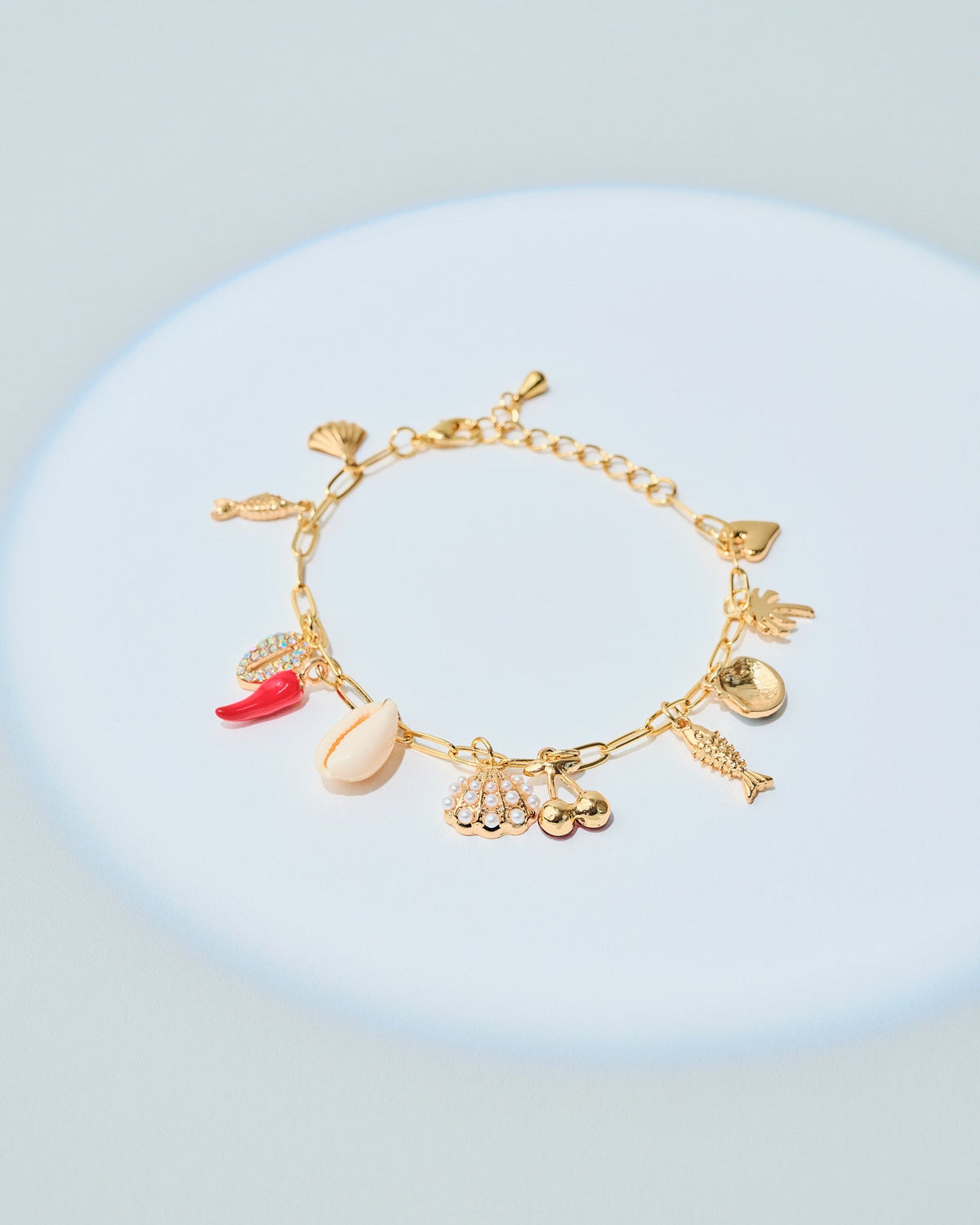 16K Plated Seaside Charms Bracelet