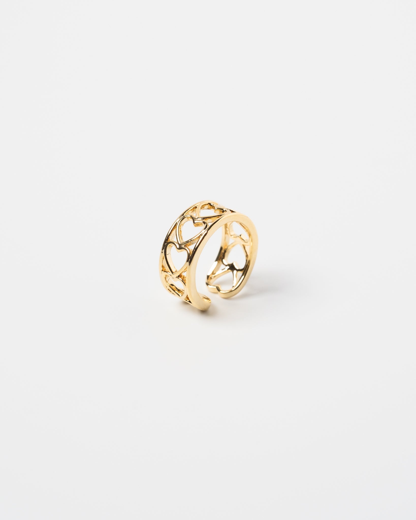 16K Plated Hollow Hearts Ring