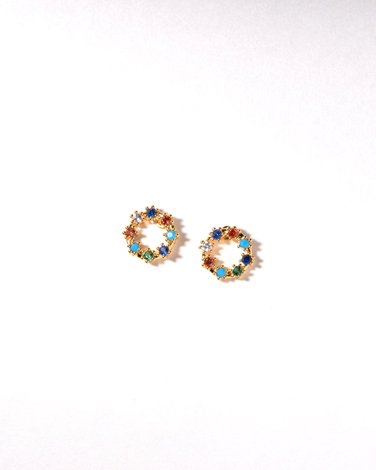 16K Plated Colored Circle Earrings