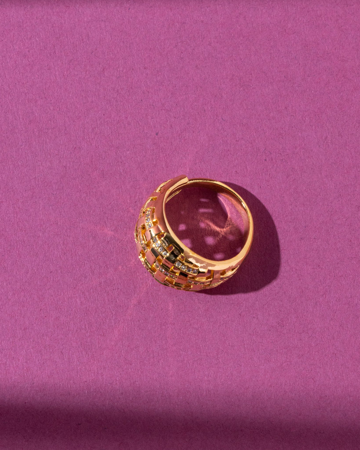 18K Plated Grid Ring