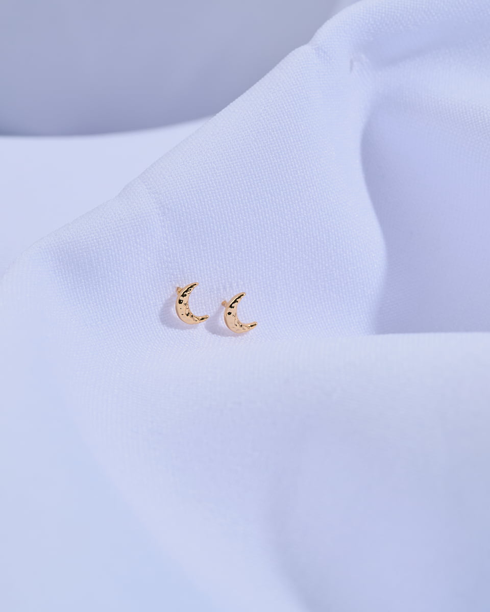 16K Plated Moon Post Earrings