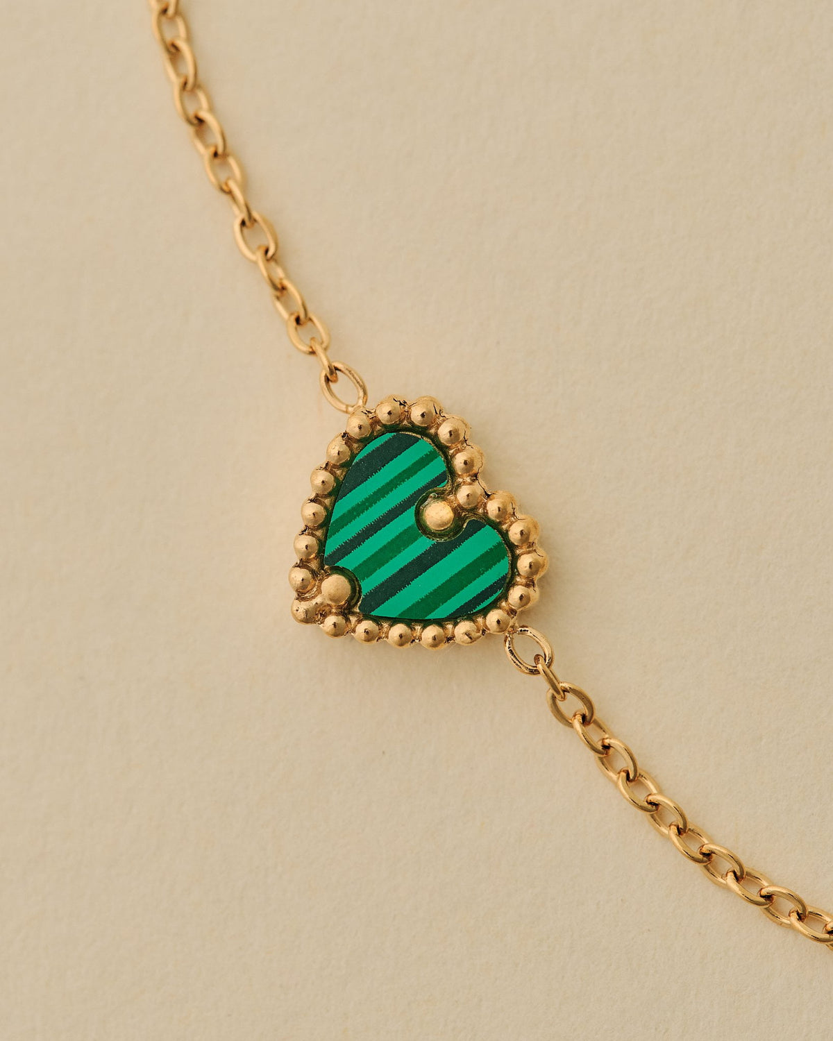 18K Plated Green Heart Bracelet