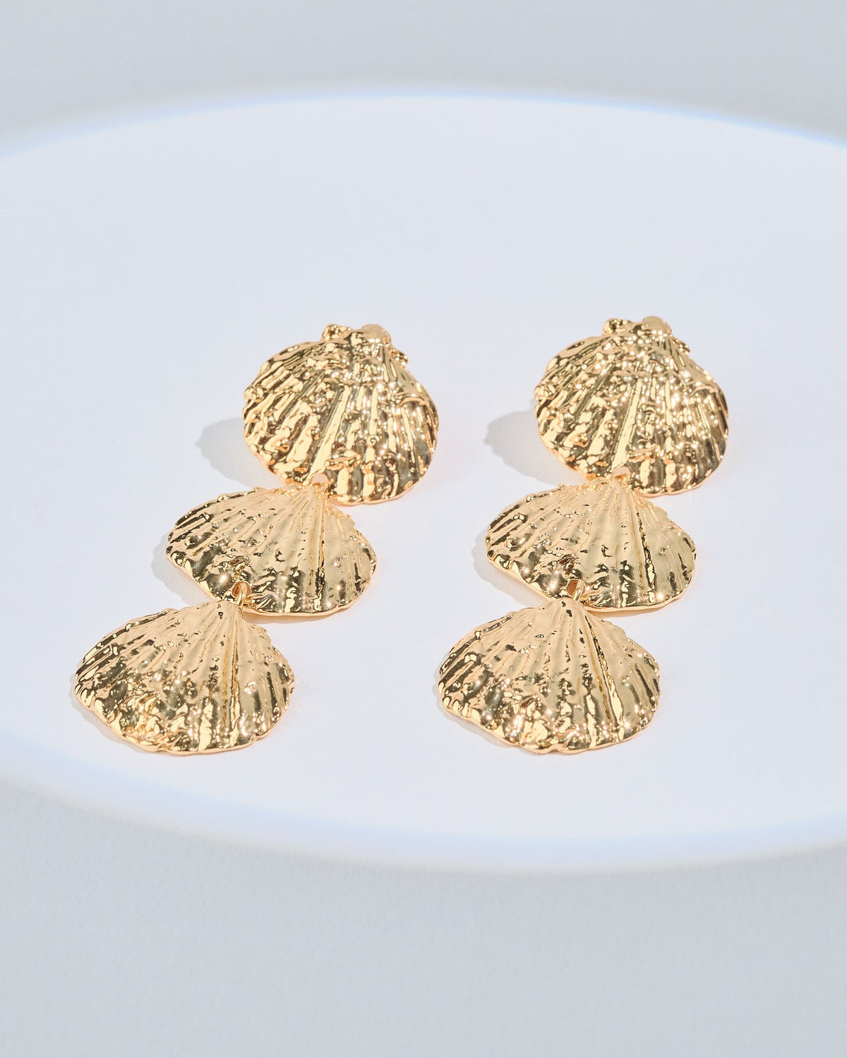 16K Plated 3 Shells Earrings