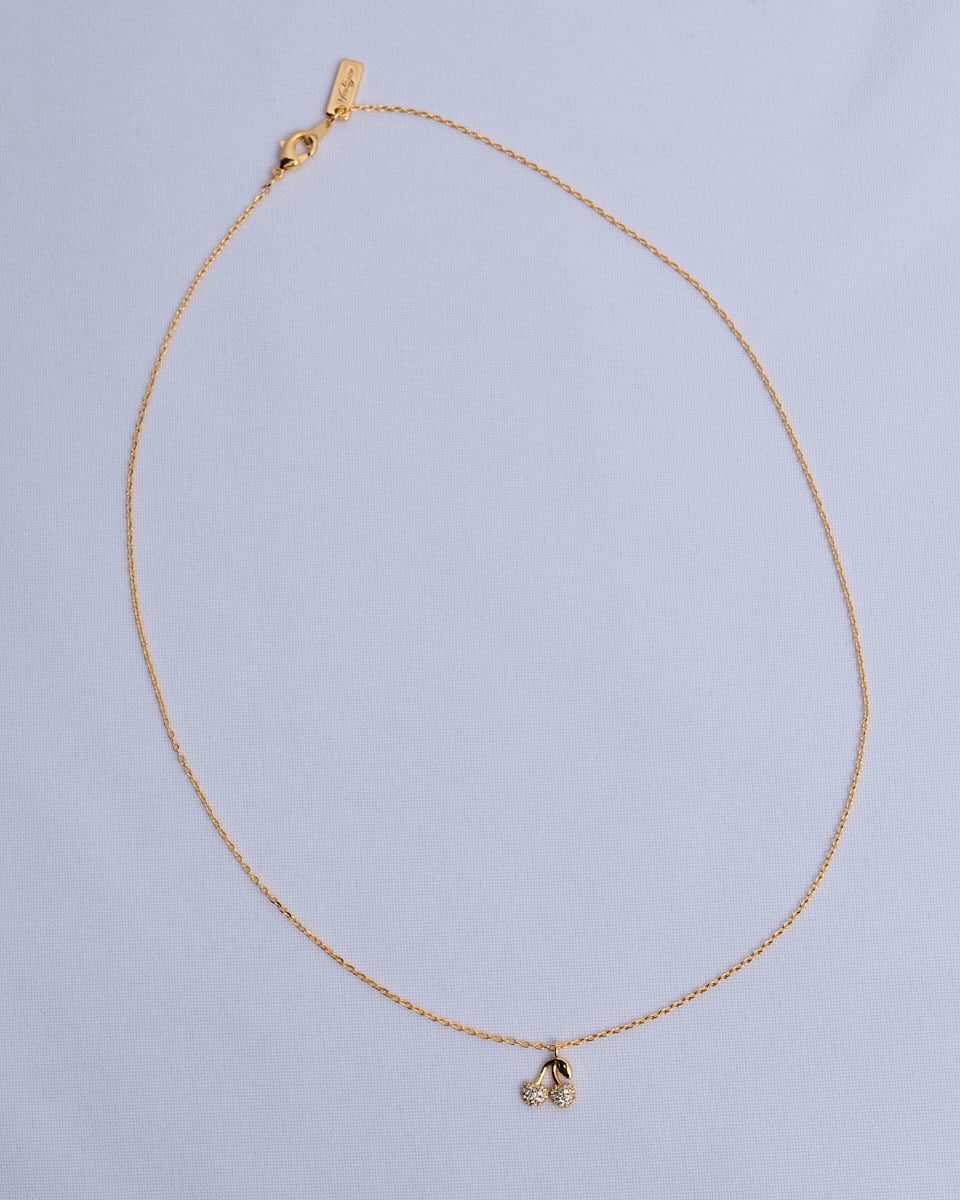 16K Plated Cherries Necklace