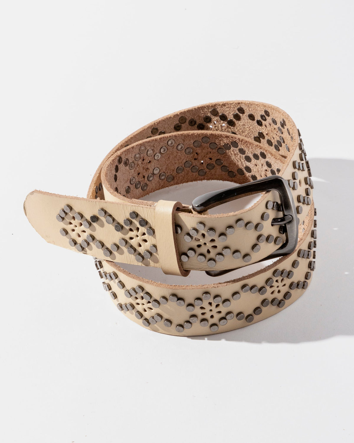 Flat Studs Leather Belt