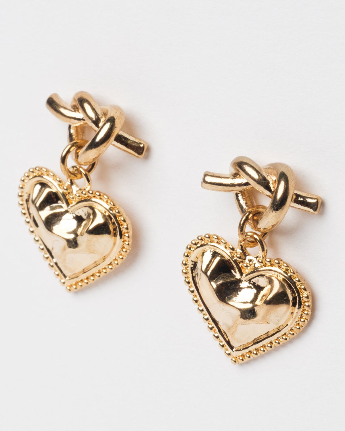 14K Plated Heart In A Knot Earrings