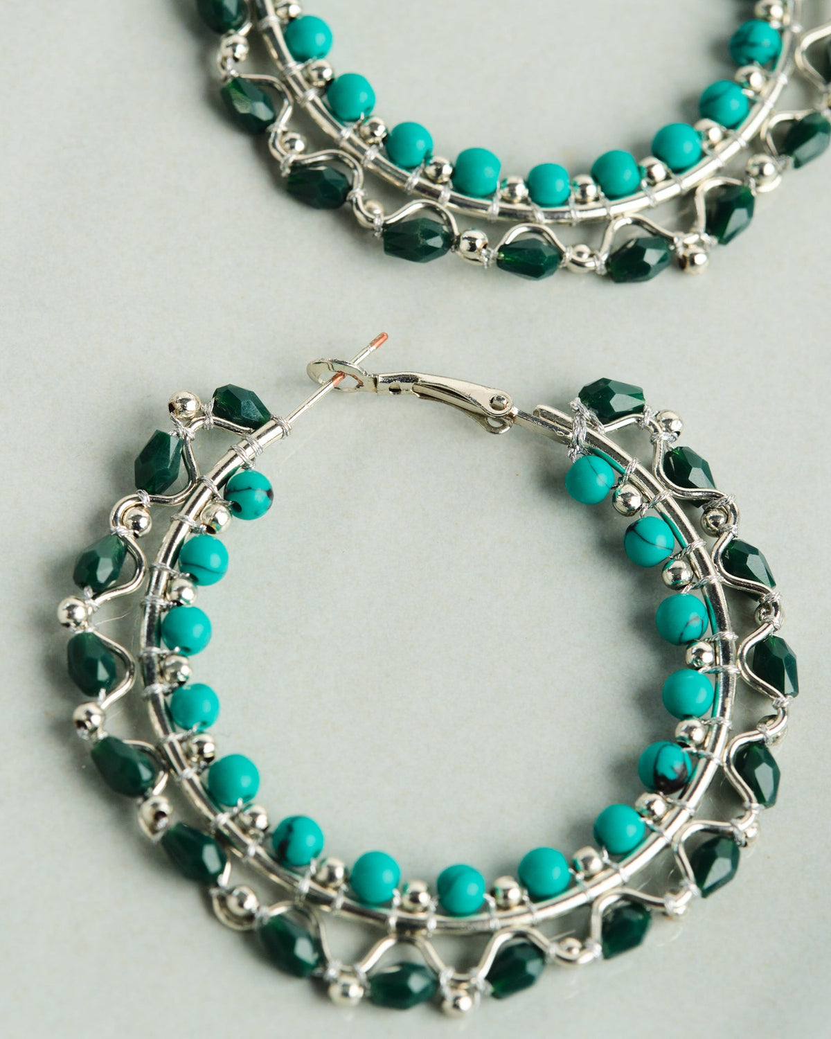 Turquoise Stone Hoops