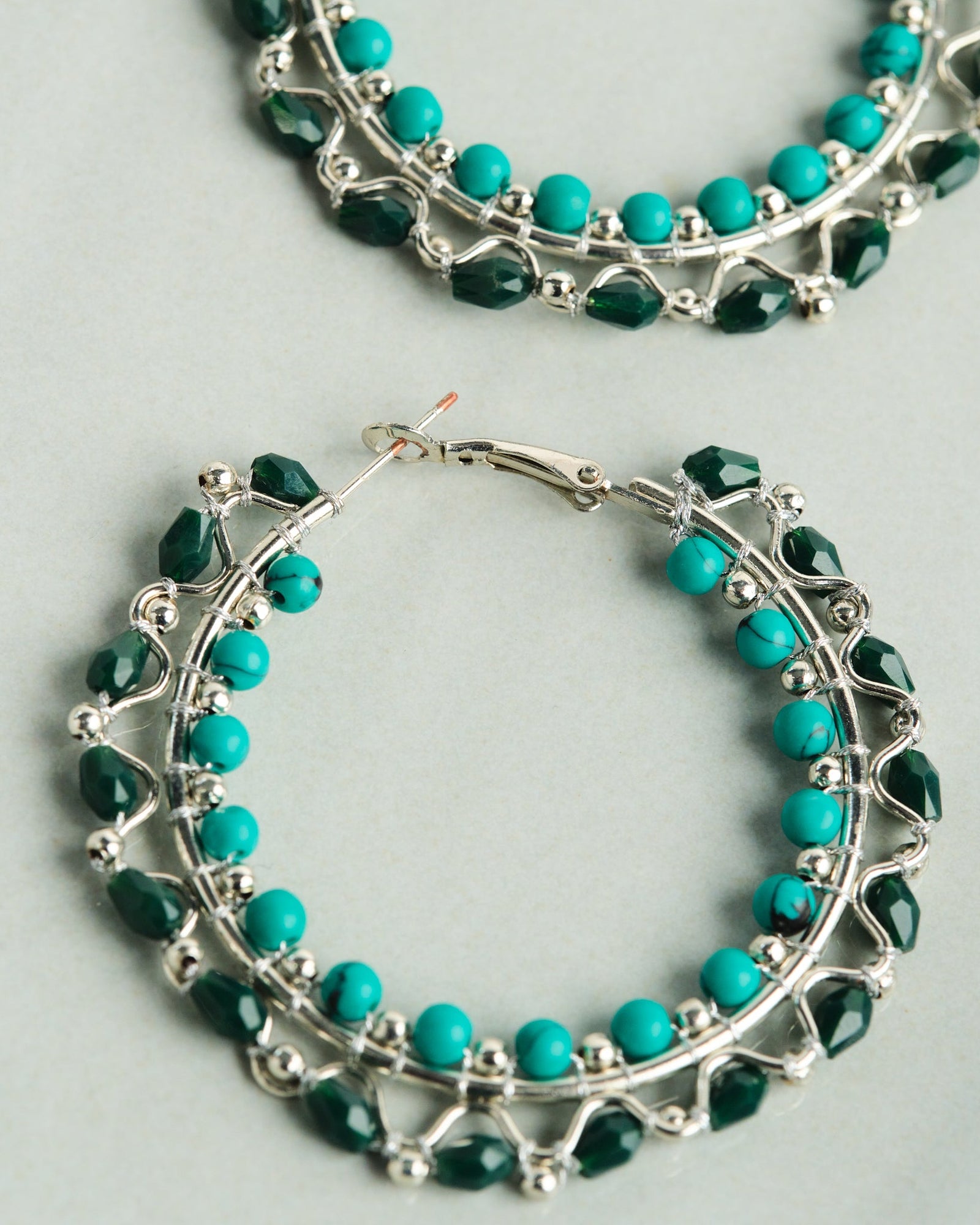 Turquoise Stone Hoops