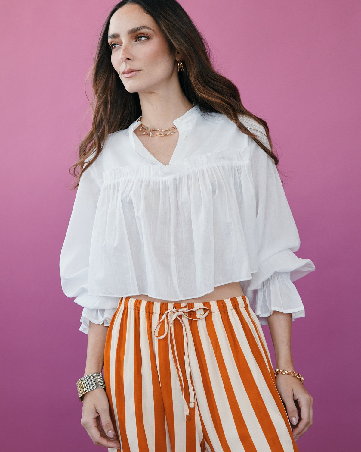 Atan Ruffle Crop